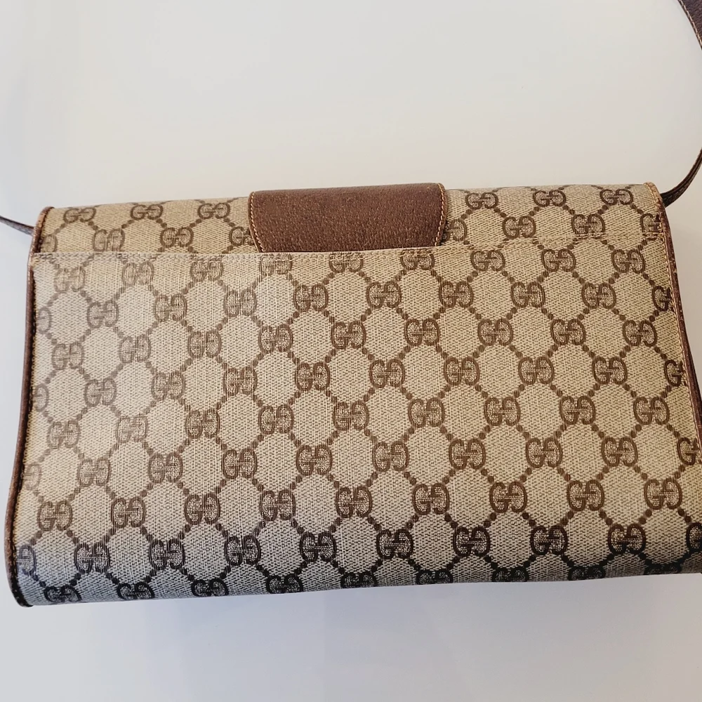 GUCCI Flap Crossbody Clutch GG Monogram Bag Vintage - Picture 15 of 16